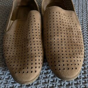 Women's  Slip-On Perforated Suede Loafers - Tan/brown